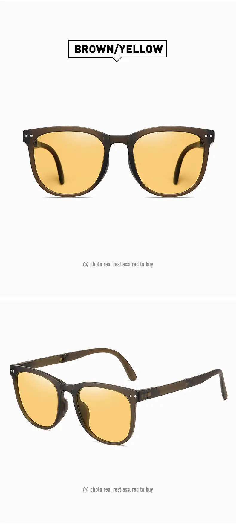 Foldable Anti-UV Sunglasses Women Dark Brown Coffee Lightweight — feature 26
