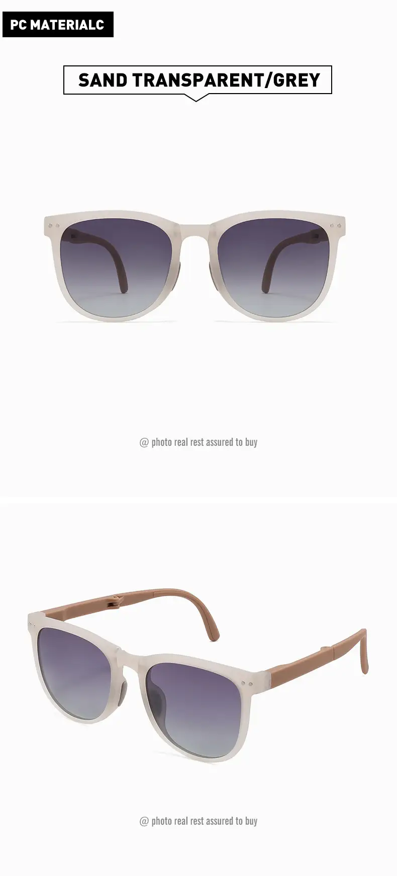 Foldable Anti-UV Sunglasses Women Dark Brown Coffee Lightweight — feature 27