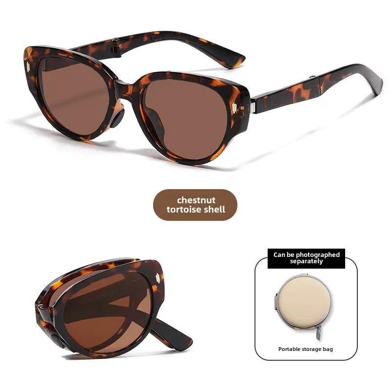 Foldable Anti-UV Sunglasses Women Dark Brown Coffee Lightweight