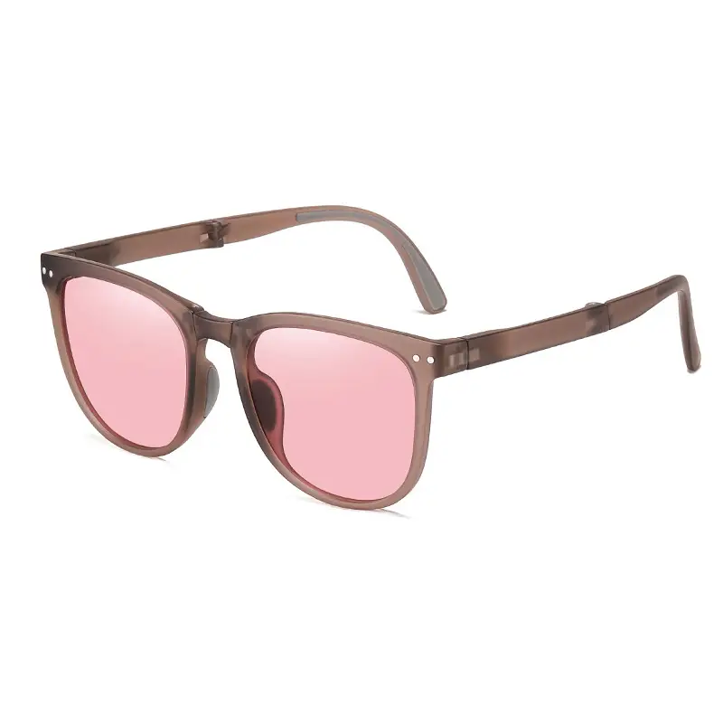 Foldable Anti-UV Sunglasses Women Dark Brown Coffee Lightweight