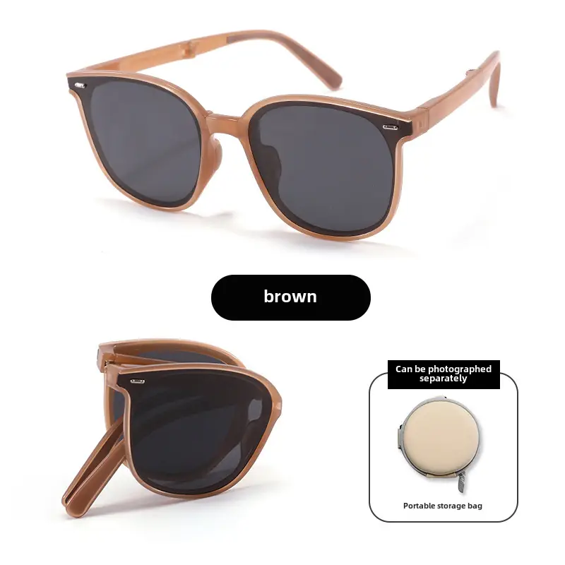 Foldable Anti-UV Sunglasses Women Dark Brown Coffee Lightweight