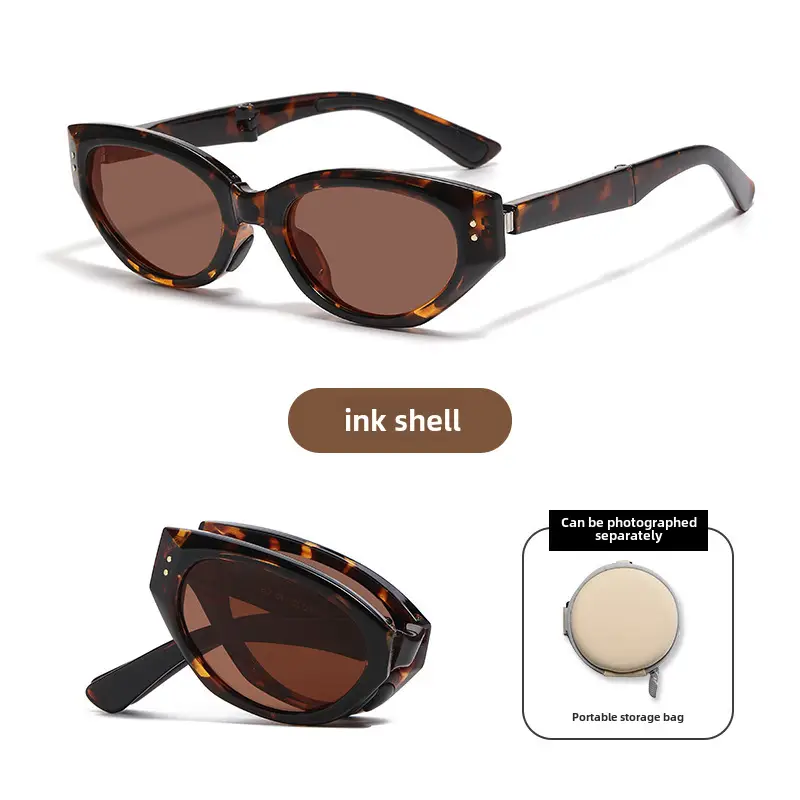 Foldable Anti-UV Sunglasses Women Dark Brown Coffee Lightweight