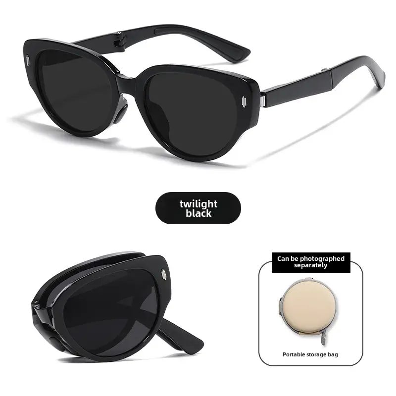 Foldable Anti-UV Sunglasses Women Dark Brown Coffee Lightweight