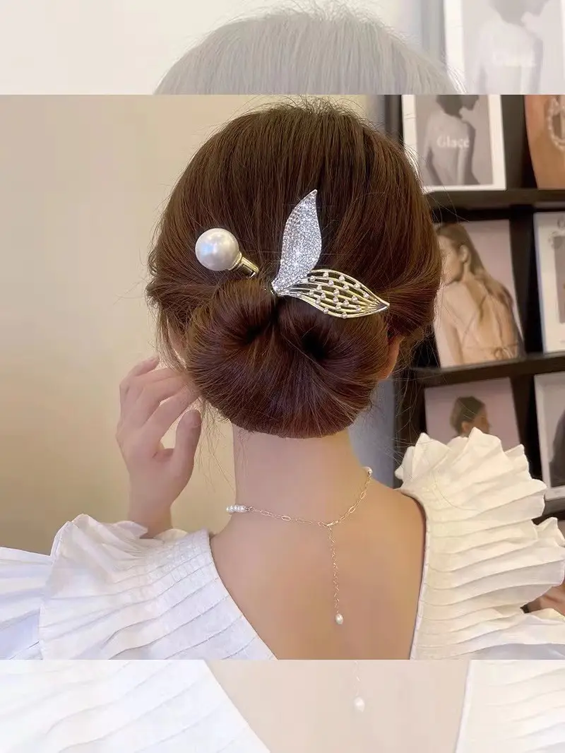 Platinum Asia Feather Bun Clip for Women's Hair Curler Fixer - Image 11