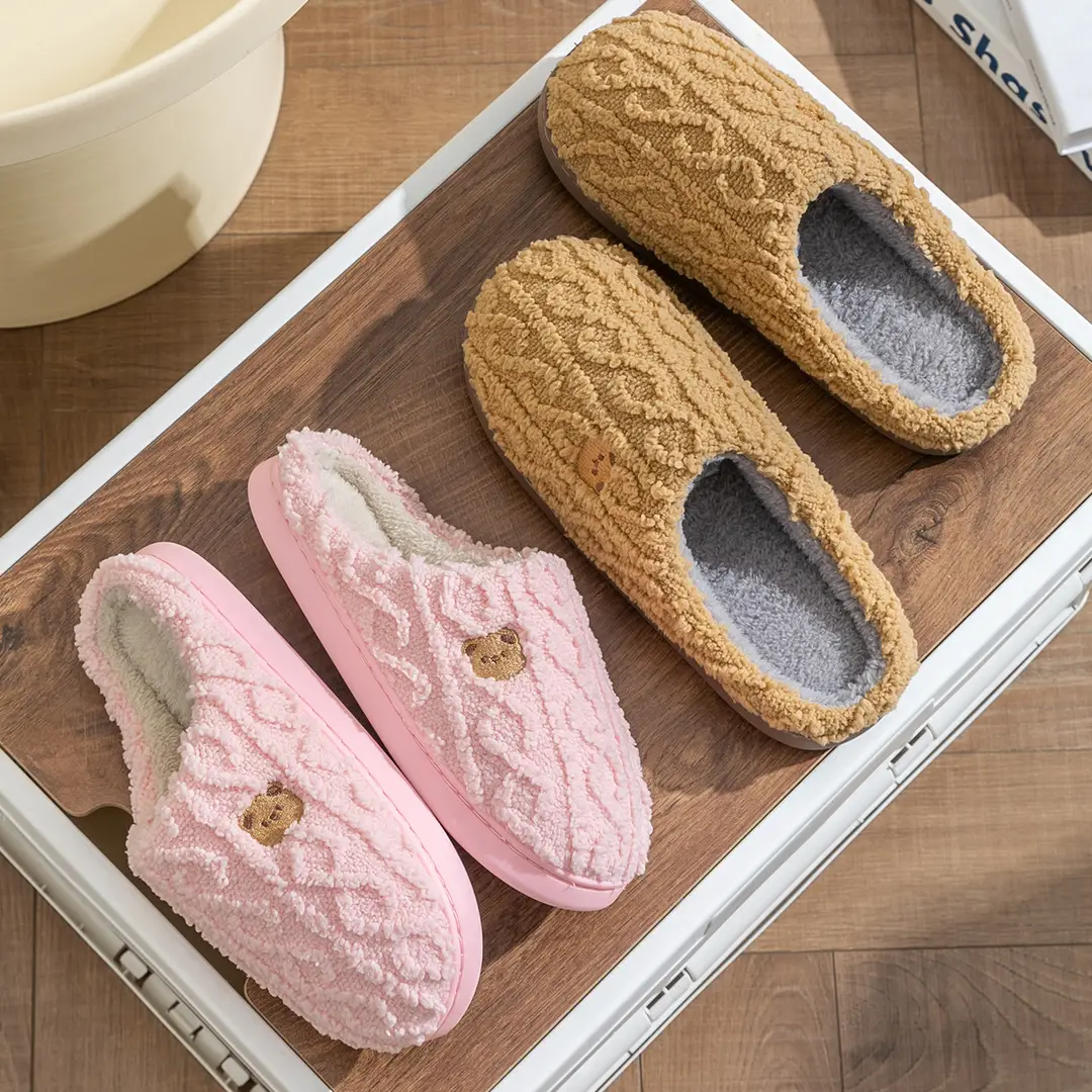 Bear-Shaped Cotton Slippers for Women, Autumn and Winter 2026 New Trendy Popular Indoor Plush Cute Thick-Soled Warm Slippers - Image 8