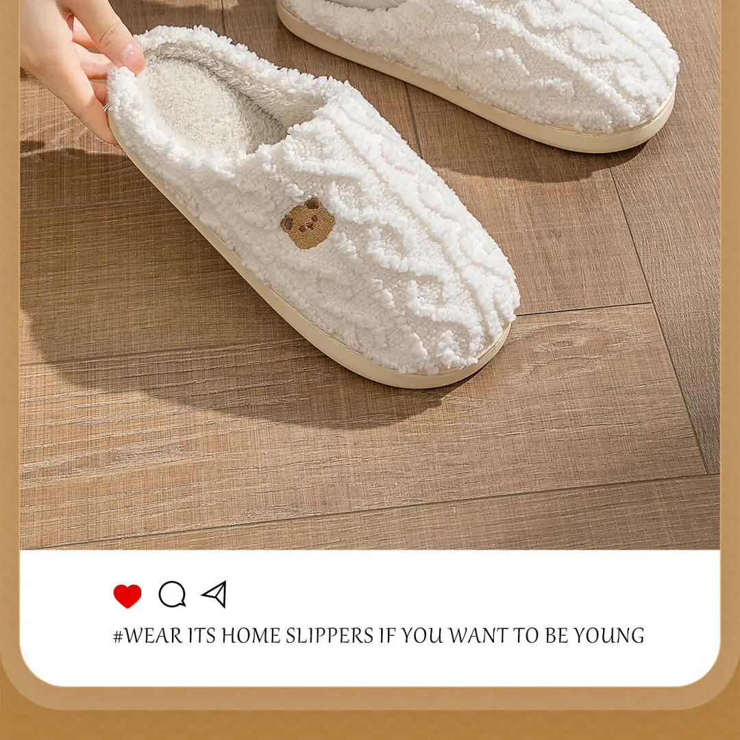 Bear-Shaped Cotton Slippers for Women, Autumn and Winter 2026 New Trendy Popular Indoor Plush Cute Thick-Soled Warm Slippers — feature 15