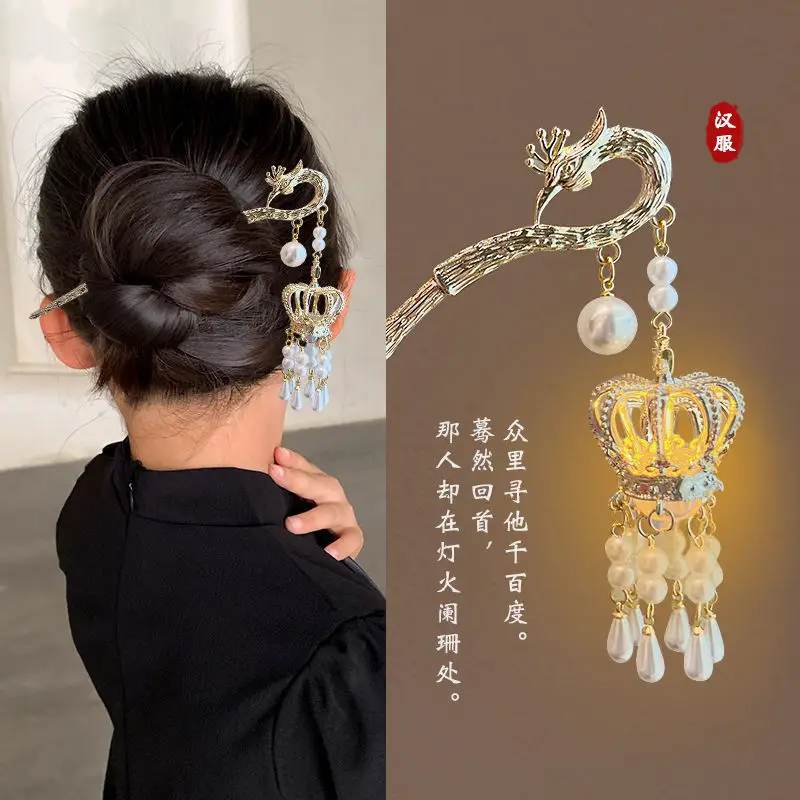 Ancient Dragon Hairpin with Pearl Drop for Women - Image 38