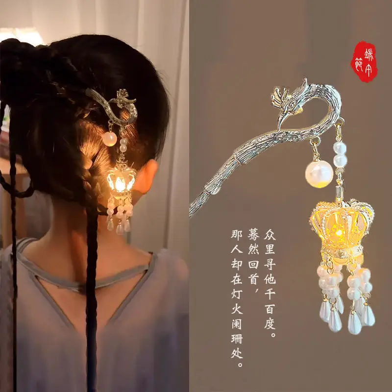 Ancient Dragon Hairpin with Pearl Drop for Women - Image 39
