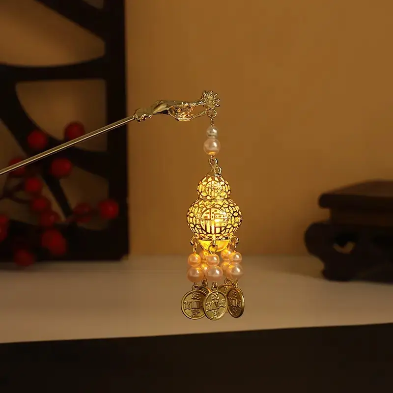 White bead luminous gourd (with lamp)