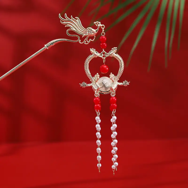 Dragon and Phoenix auspicious red ball