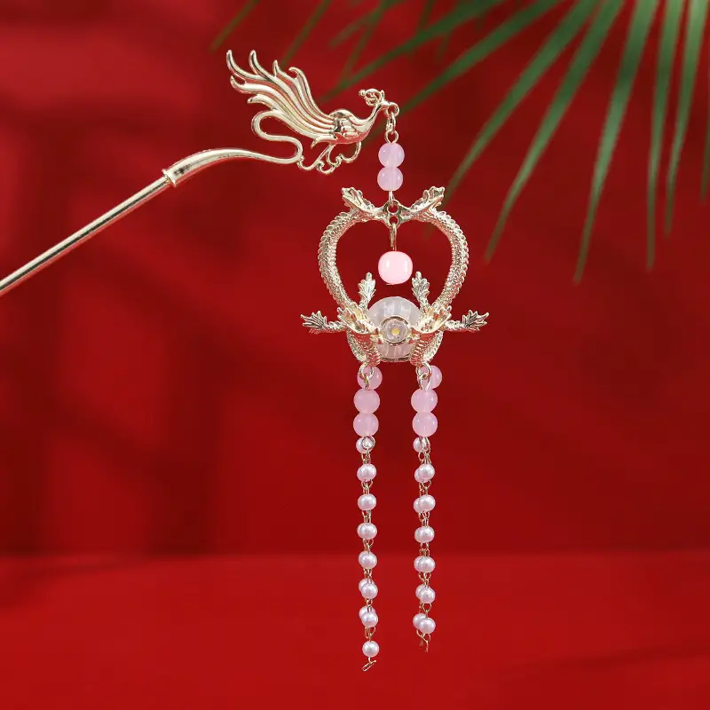 Dragon and Phoenix Auspicious Pink Ball