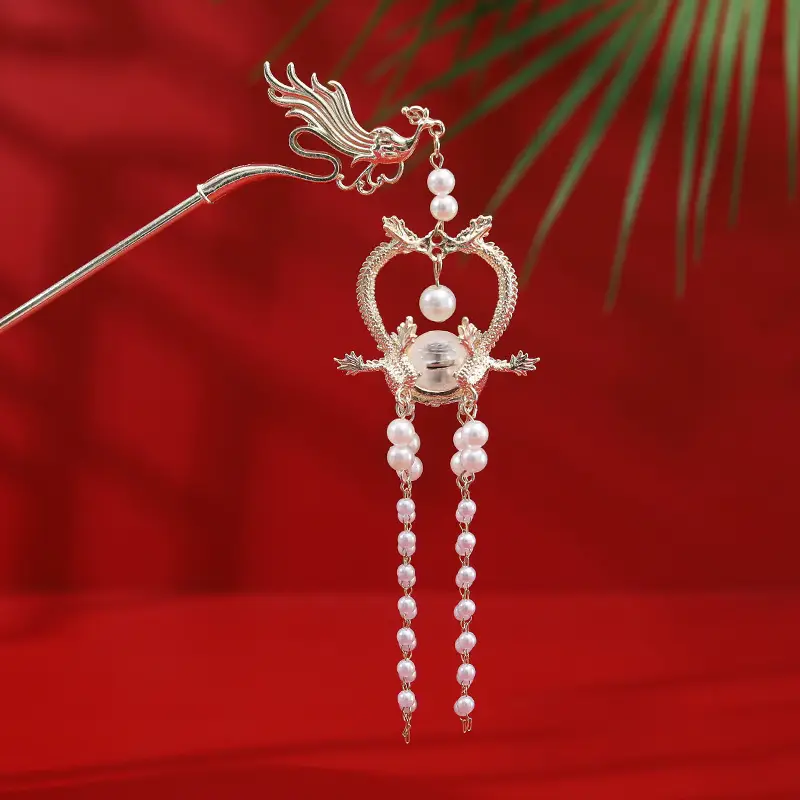 Dragon and Phoenix Lucky White Pearl Ball