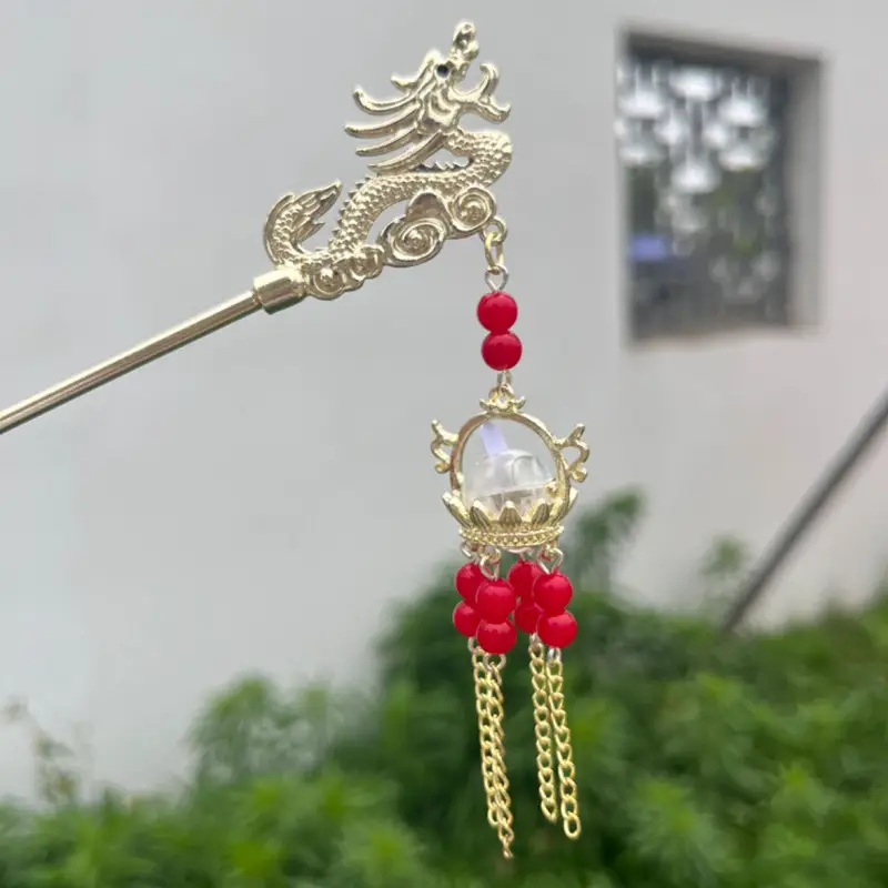 Dragon with Lotus Red Beads