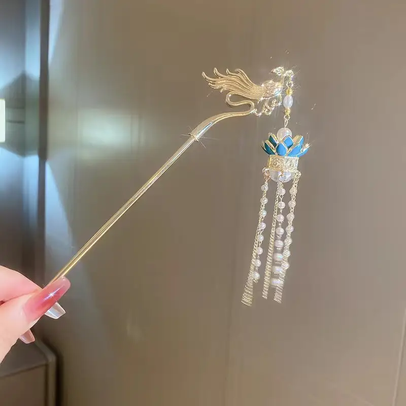 Ancient Dragon Hairpin with Pearl Drop for Women - Image 13