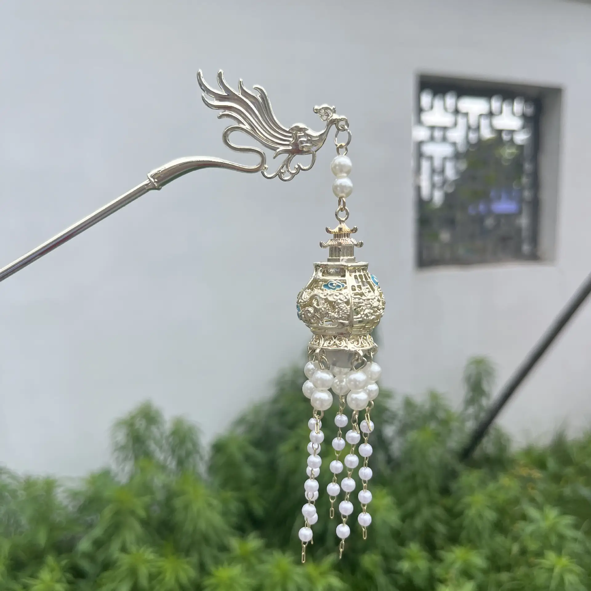 Ancient Dragon Hairpin with Pearl Drop for Women - Image 32
