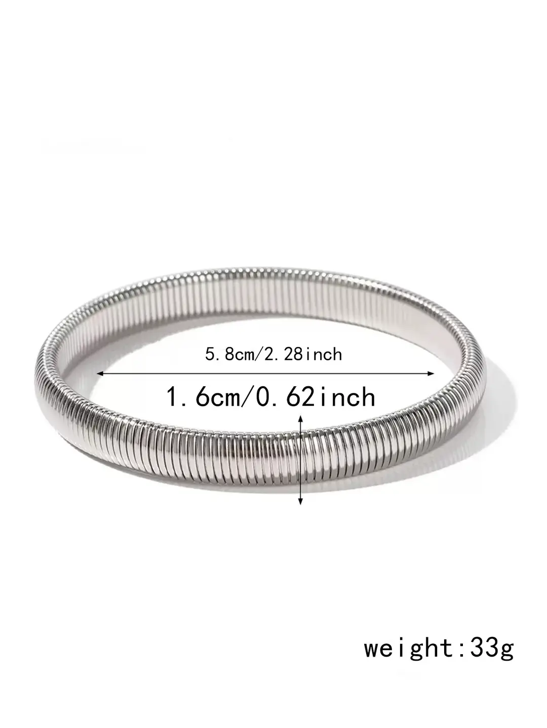 Thick European and American cross-border popular jewelry elastic wide titanium steel bracelet female light luxury niche exaggerated metal vertical stripe ring