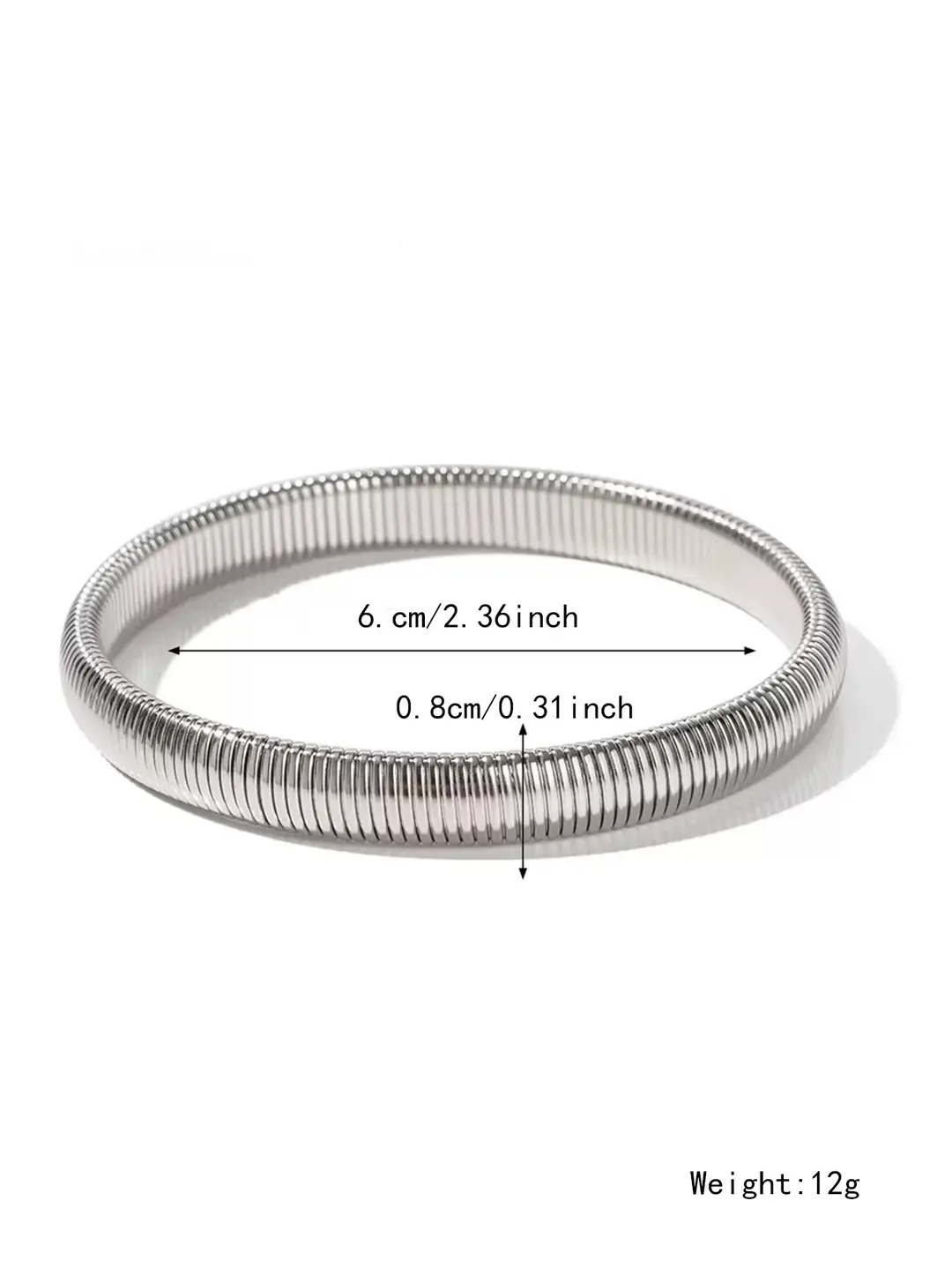 Thick European and American cross-border popular jewelry elastic wide titanium steel bracelet female light luxury niche exaggerated metal vertical stripe ring