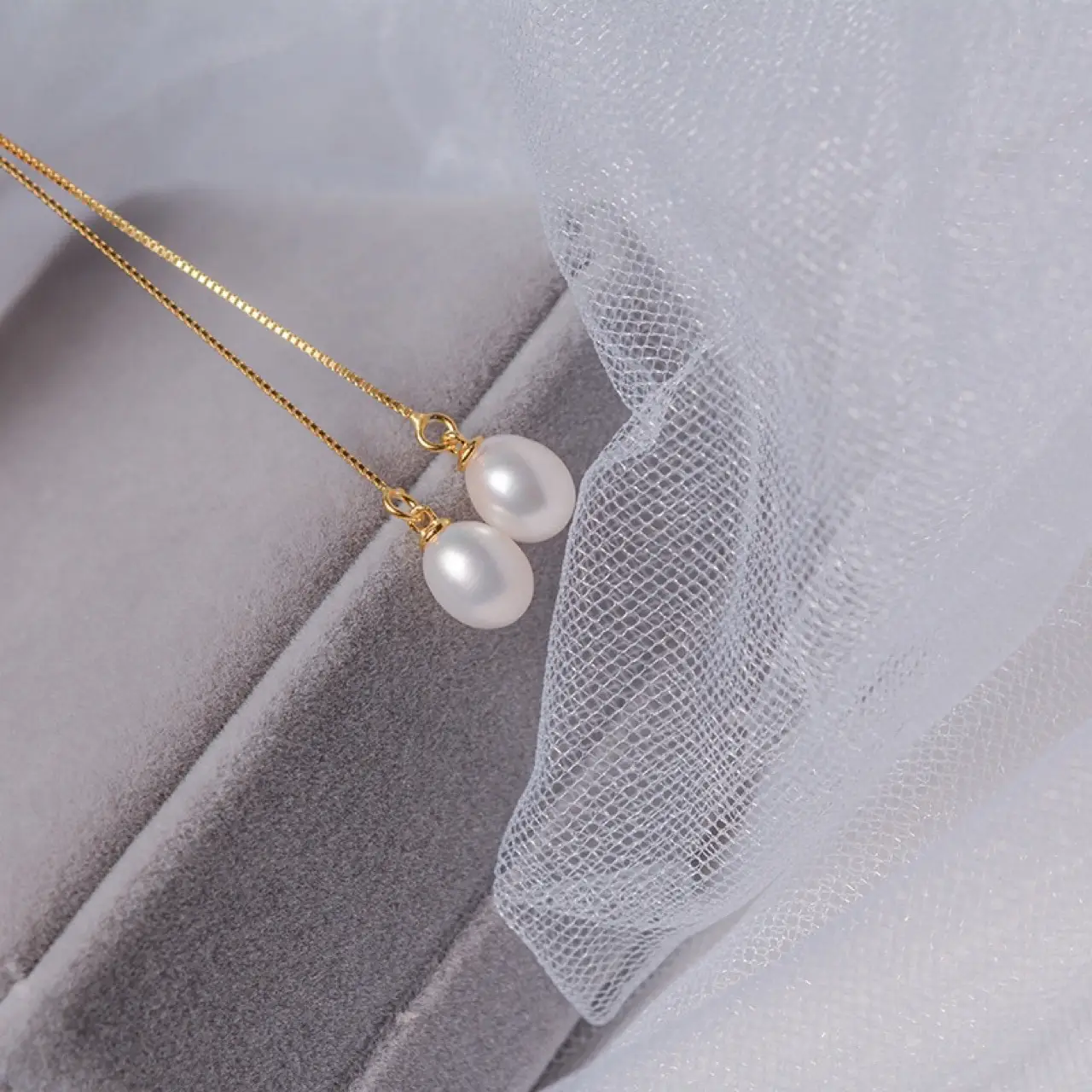 Women's Half Hole Pearl Earrings Gold Plated - Image 4