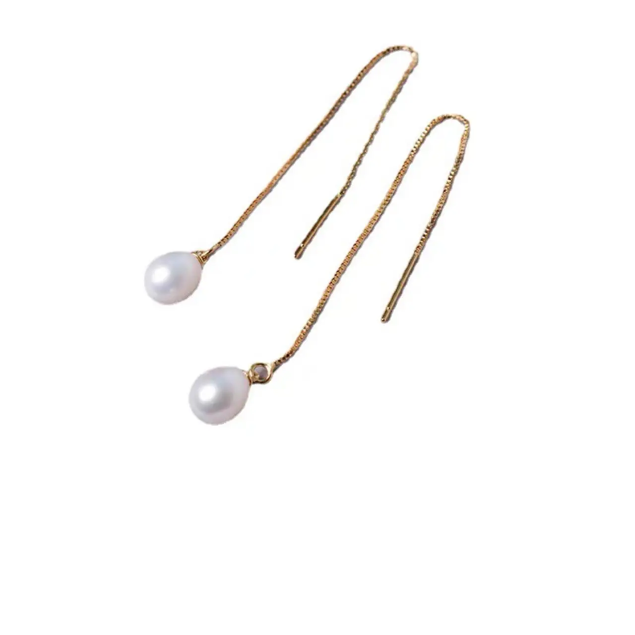Women's Half Hole Pearl Earrings Gold Plated - Image 5