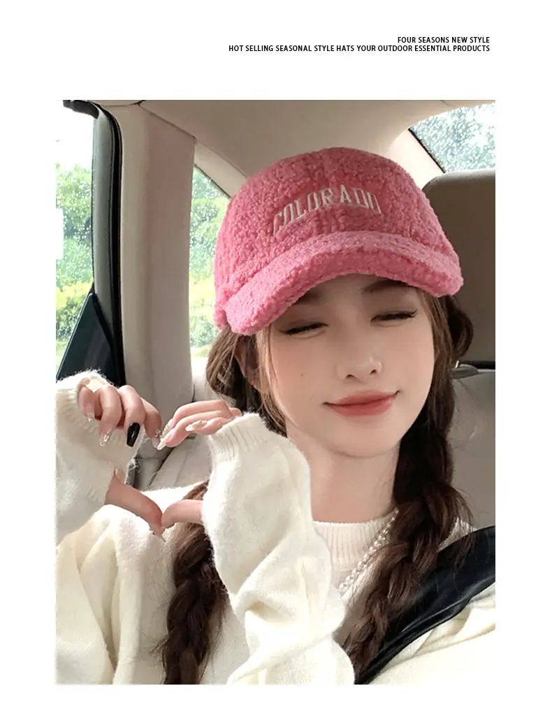 Women's Embroidered Wool Baseball Cap Winter Warm Outdoor — feature 11