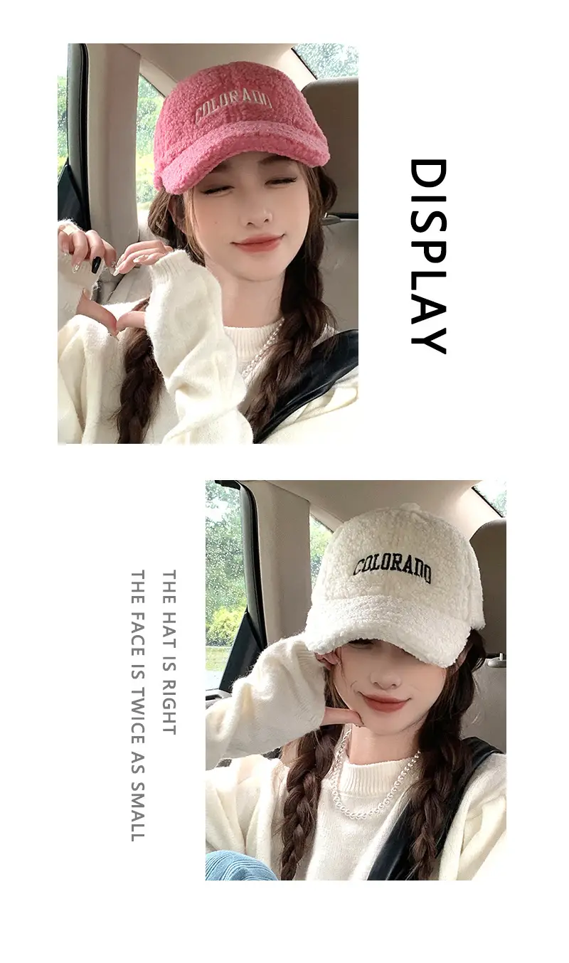 Women's Embroidered Wool Baseball Cap Winter Warm Outdoor — feature 14