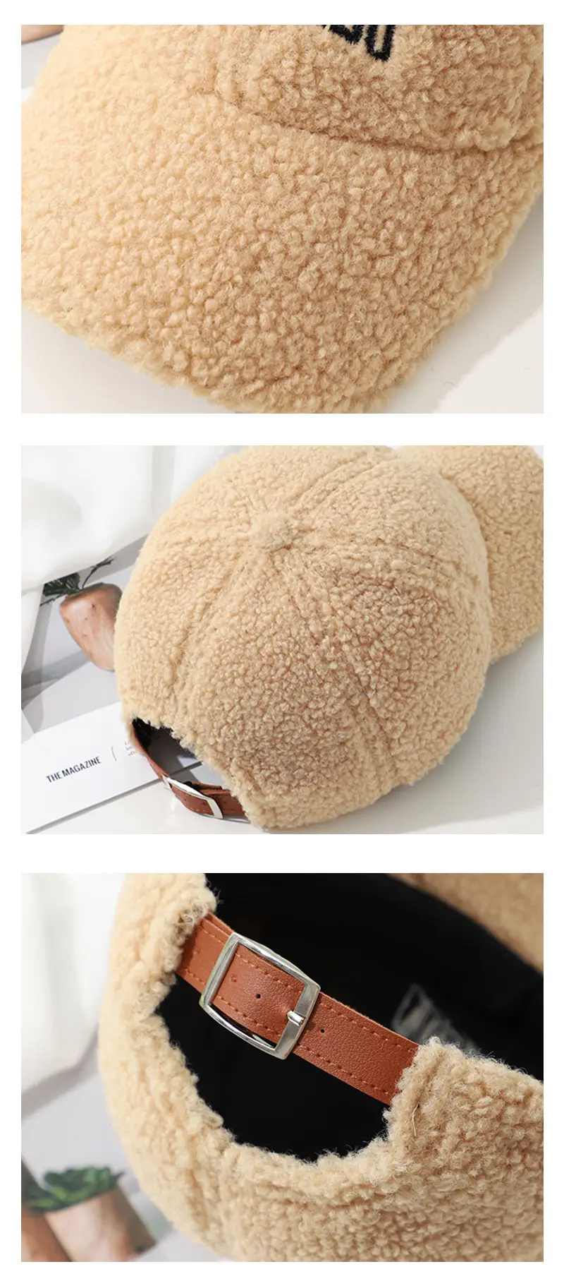 Women's Embroidered Wool Baseball Cap Winter Warm Outdoor — feature 17
