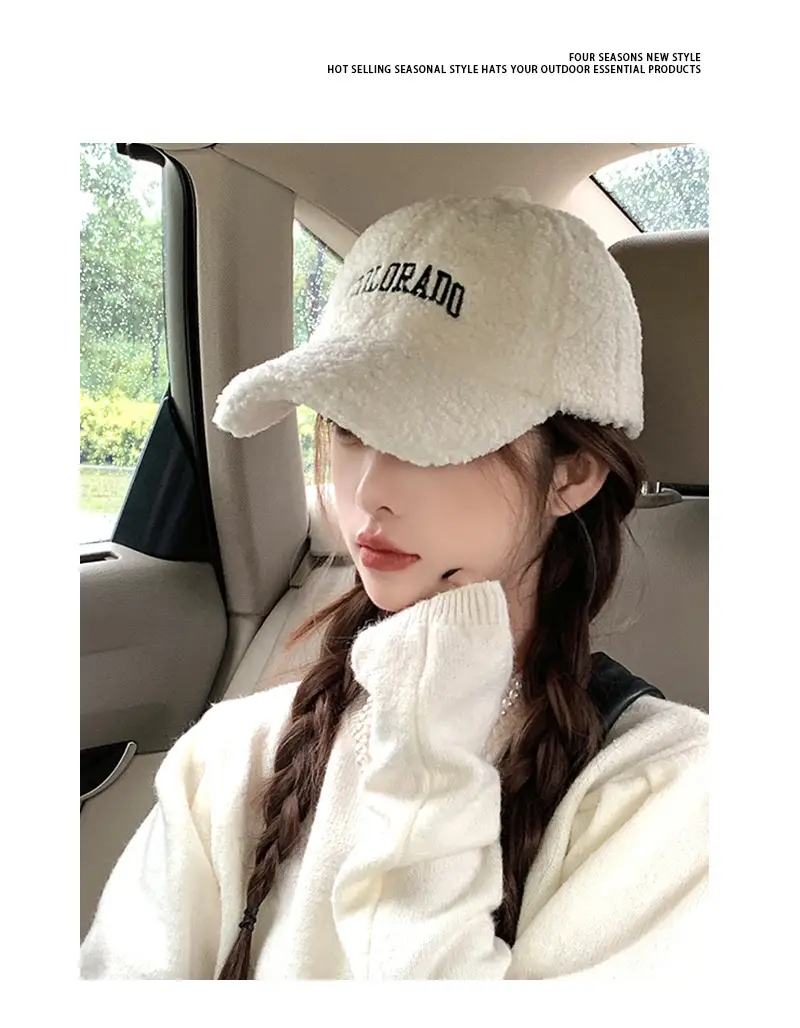Women's Embroidered Wool Baseball Cap Winter Warm Outdoor — feature 9