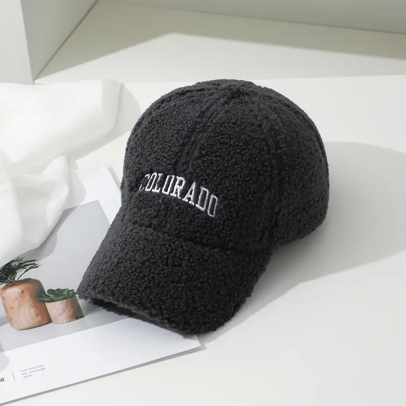 Women's Embroidered Wool Baseball Cap Winter Warm Outdoor - Image 5