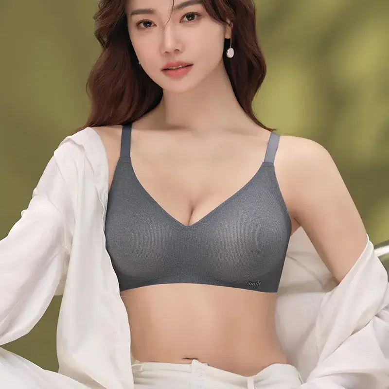 Red Adjustable Wireless Breast Bra for Women - Image 8