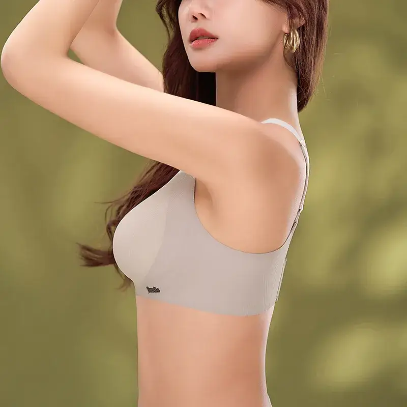 Red Adjustable Wireless Breast Bra for Women - Image 10