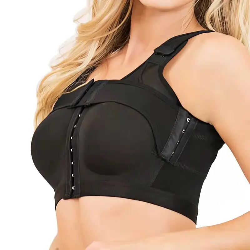 Cross-border European and American front buckle closed sports plus size wireless underwear women's adjustable open push-up bra