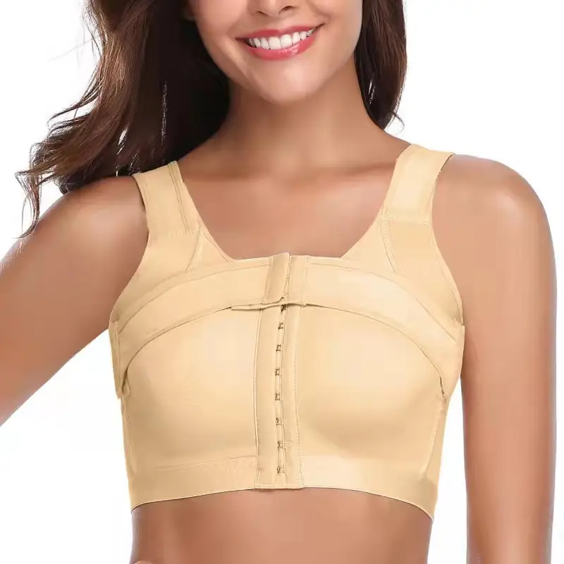Cross-border European and American front buckle closed sports plus size wireless underwear women's adjustable open push-up bra