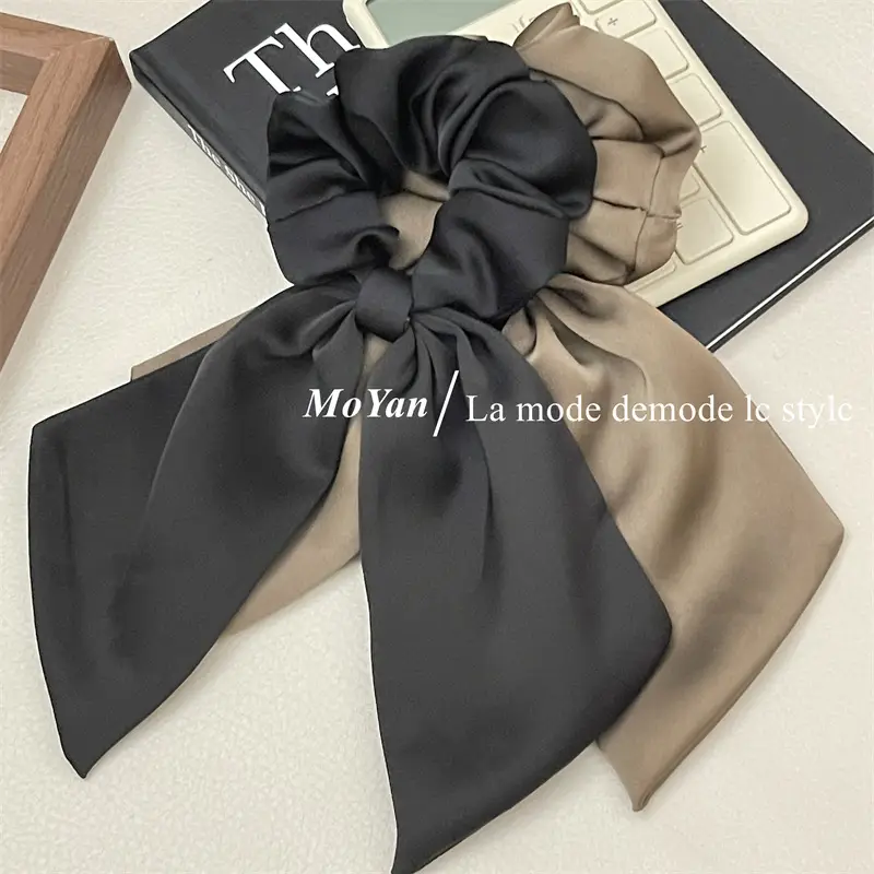 Black French Streamer Bow Headband for Women