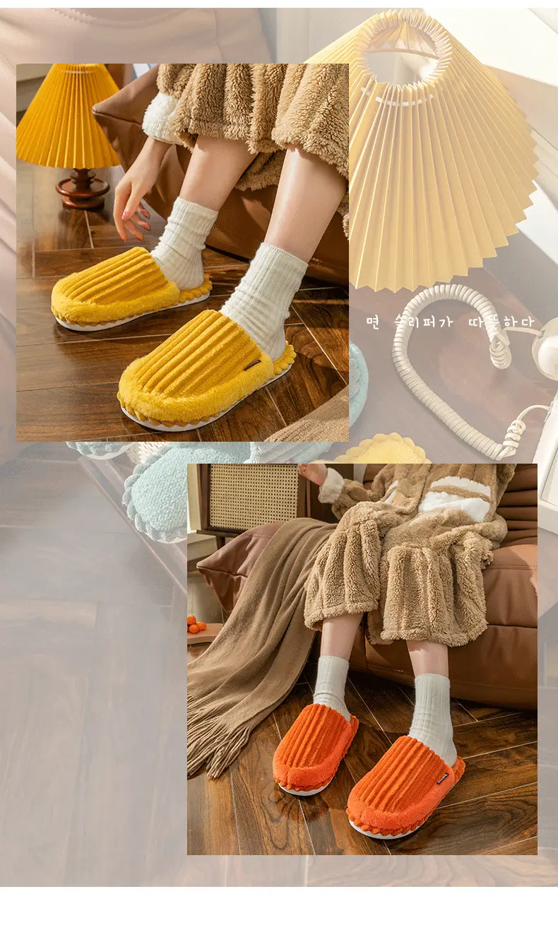 Carefully Selected Autumn and Winter Couple Cotton Slippers for Home Use Indoor Non-Slip Plush Floor Slippers Wholesale Coral Velvet — feature 11