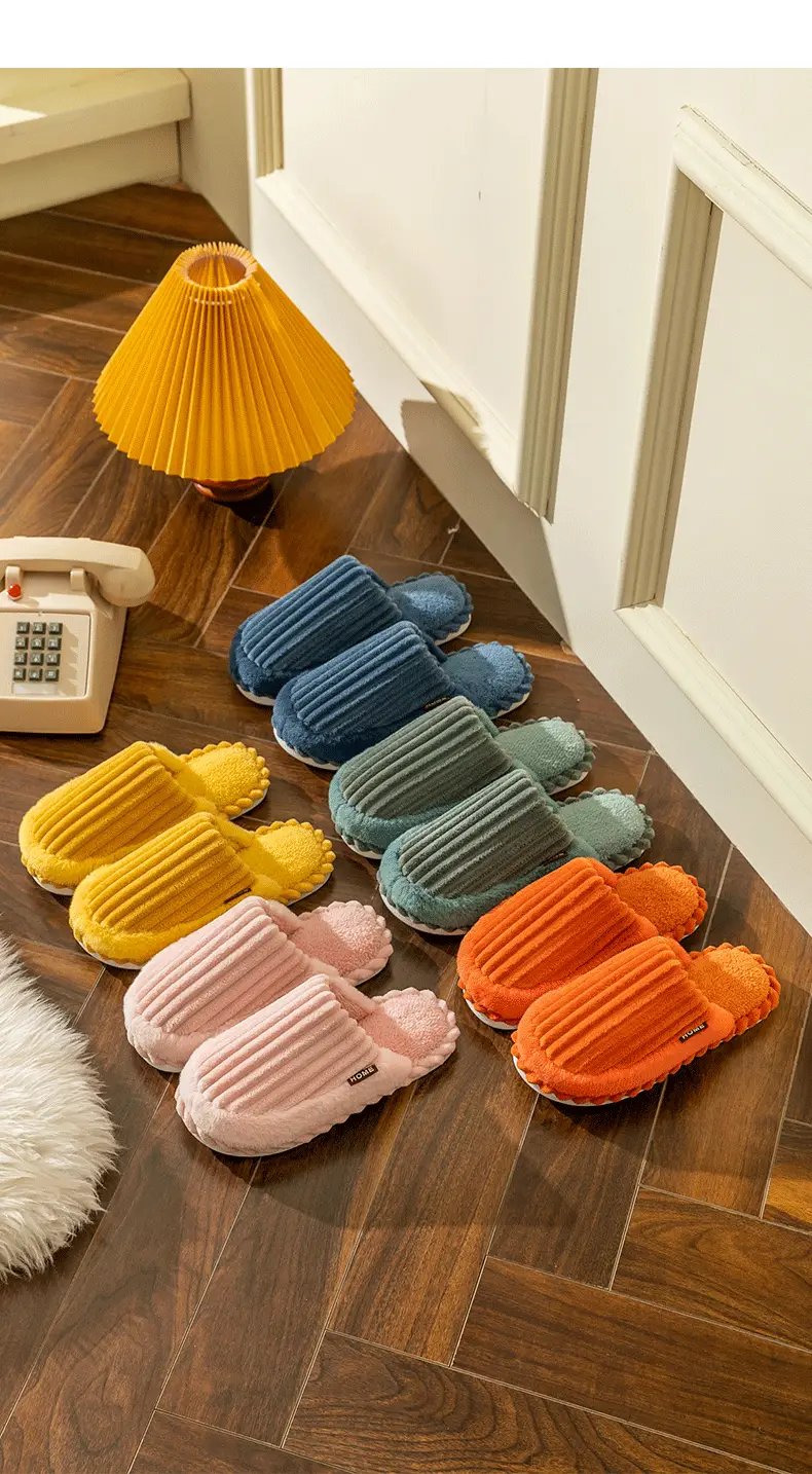 Carefully Selected Autumn and Winter Couple Cotton Slippers for Home Use Indoor Non-Slip Plush Floor Slippers Wholesale Coral Velvet — feature 13
