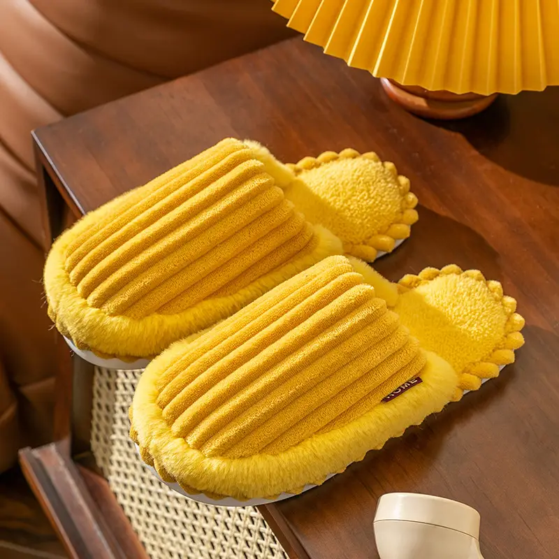 Carefully Selected Autumn and Winter Couple Cotton Slippers for Home Use Indoor Non-Slip Plush Floor Slippers Wholesale Coral Velvet - Image 3