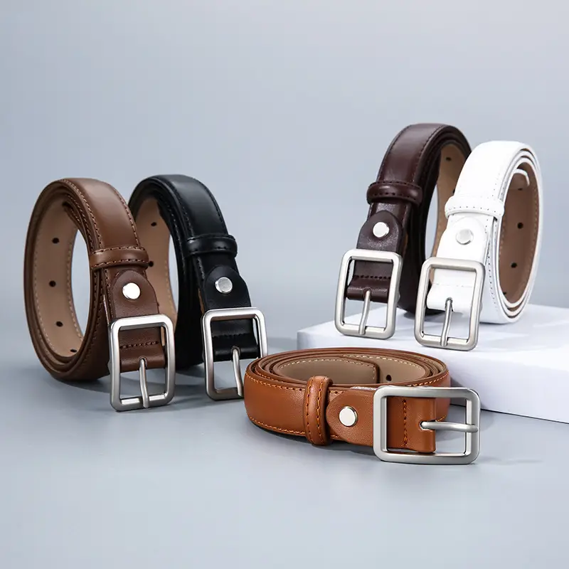 Women Genuine Leather Belt Brown Black White Vintage Style - Image 6