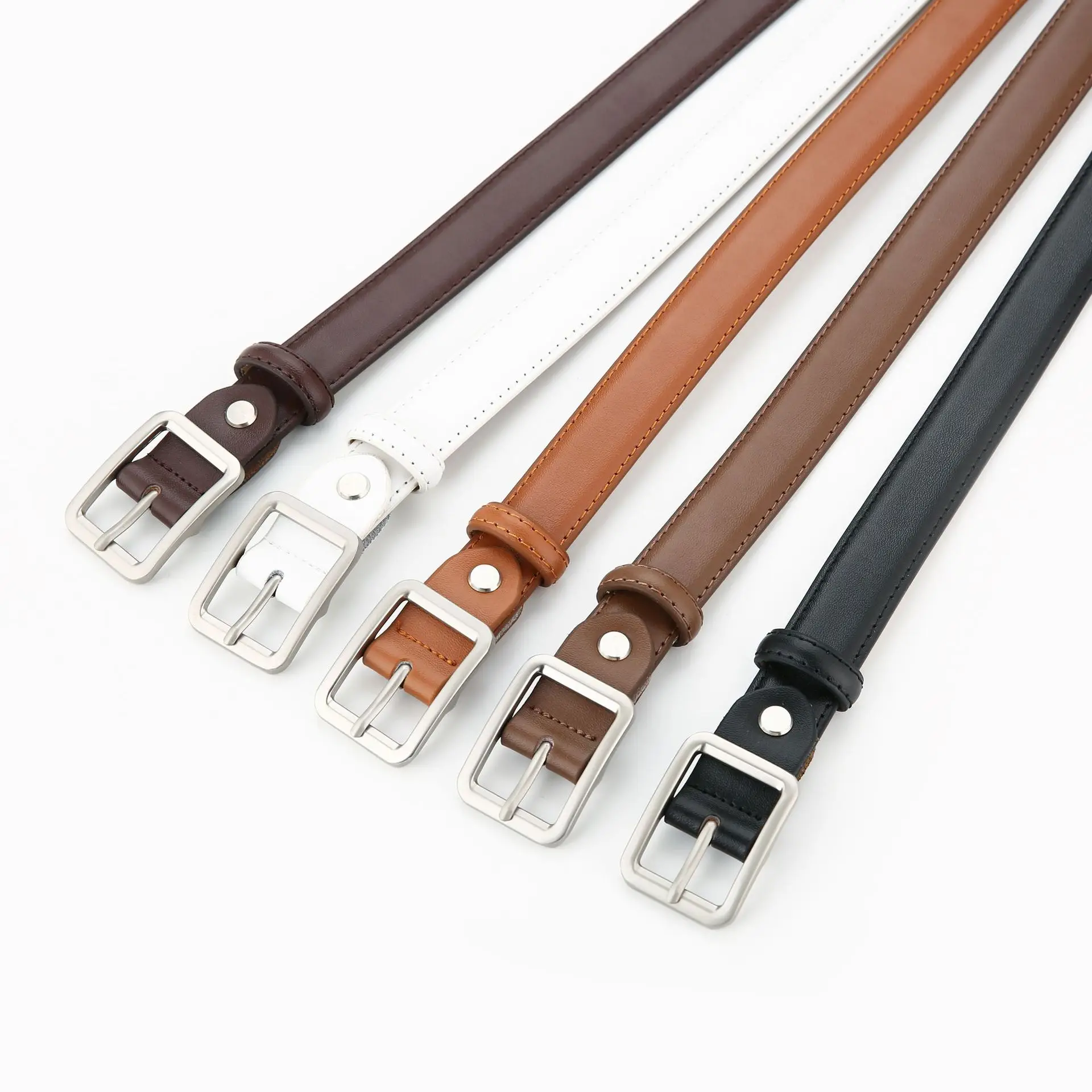Women Genuine Leather Belt Brown Black White Vintage Style - Image 7