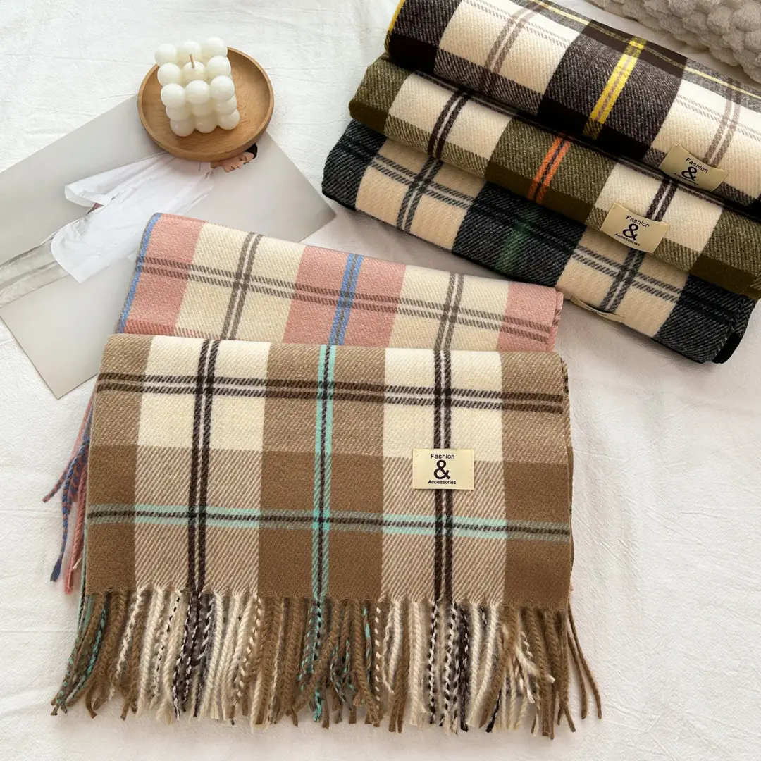 Japanese Plaid Scarf for Women Warm All-Match Winter Shawl - Image 5