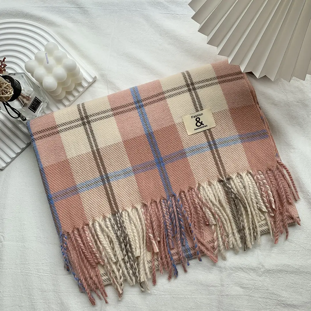 Japanese Plaid Scarf for Women Warm All-Match Winter Shawl - Image 7