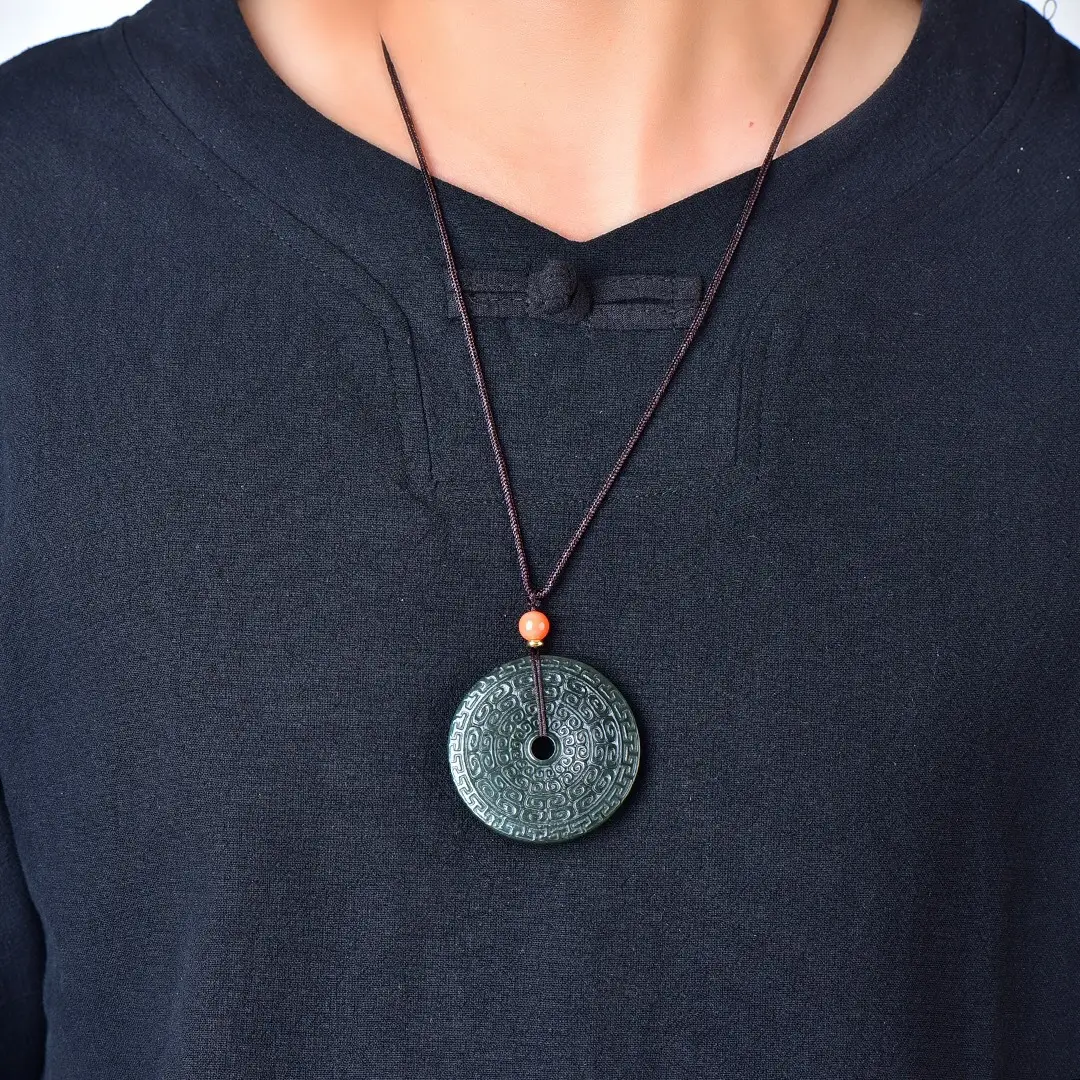 Xinjiang Hetian Jade Antique Pallial Buckle Pendant - Image 2