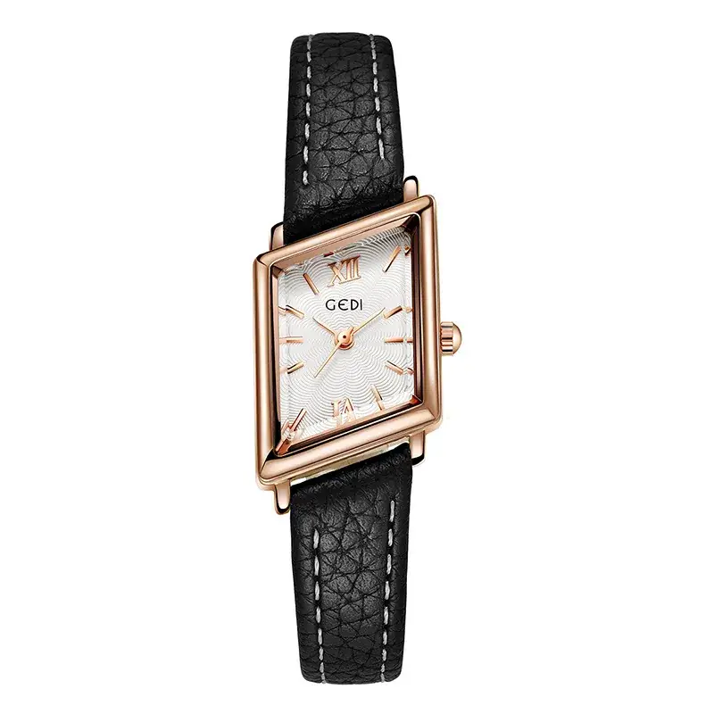 Women's Gold Quartz Watch with Leather Band