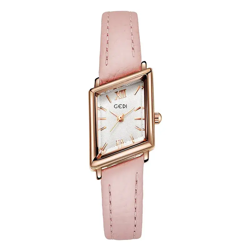 Women's Gold Quartz Watch with Leather Band