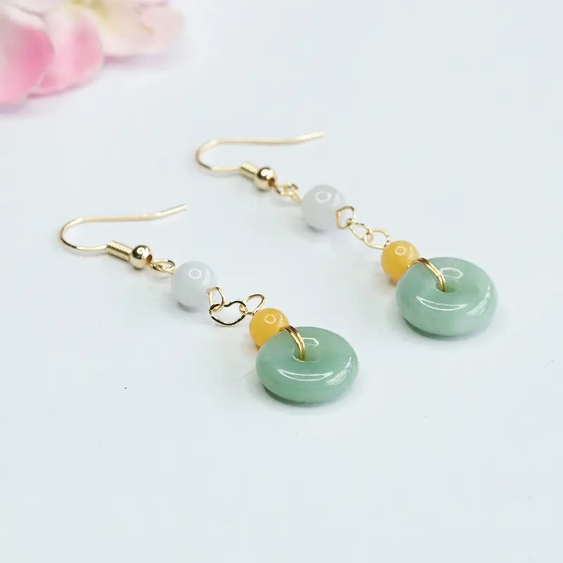 Jadeite Hook Earrings Green Yellow Wholesale Dropshipping - Image 5