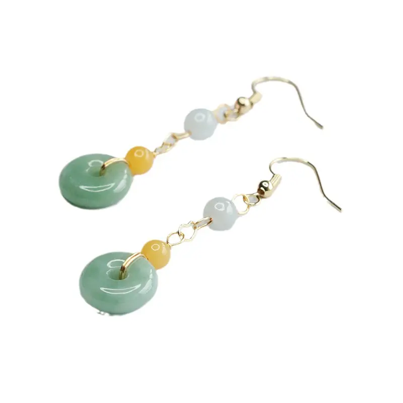 Jadeite Hook Earrings Green Yellow Wholesale Dropshipping - Image 6