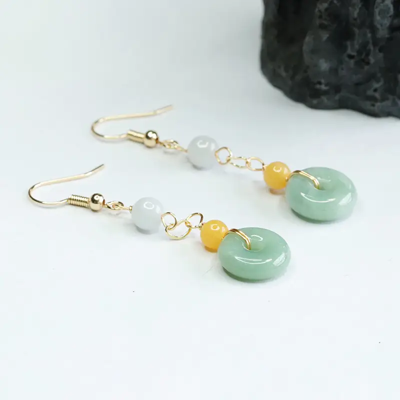 Jadeite Hook Earrings Green Yellow Wholesale Dropshipping — feature 10