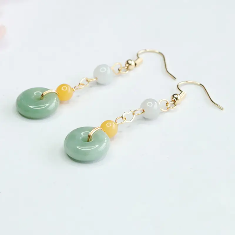 Jadeite Hook Earrings Green Yellow Wholesale Dropshipping — feature 12