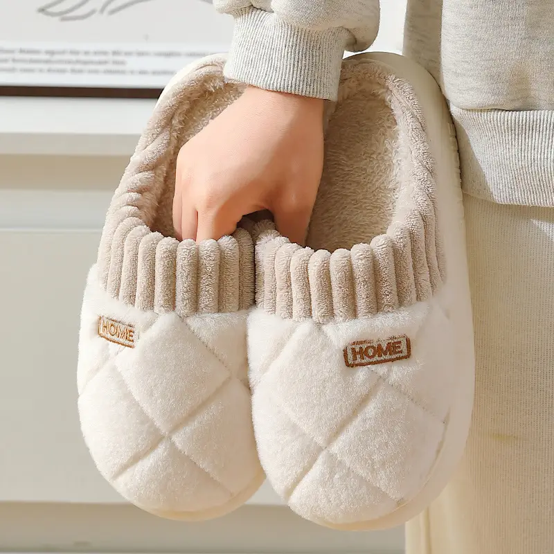 Home Cotton Shoes for Men, Non-Slip Couple's Thick-Soled Slippers, Winter Indoor Fur Slippers, Household Winter Cotton Slippers for Women, Wholesale - Image 6