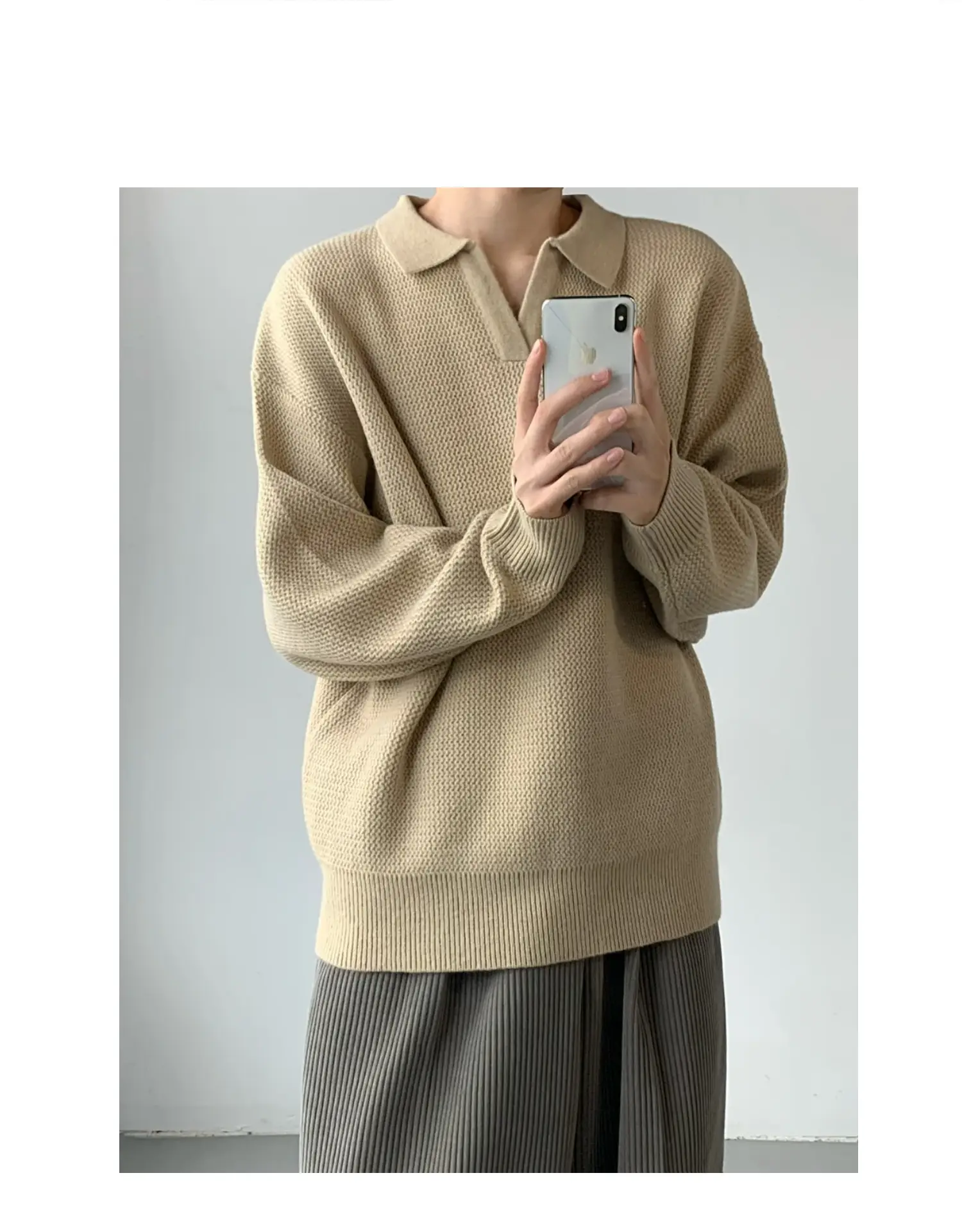 Men V-Neck Knitted Sweater Black Autumn Winter — feature 4