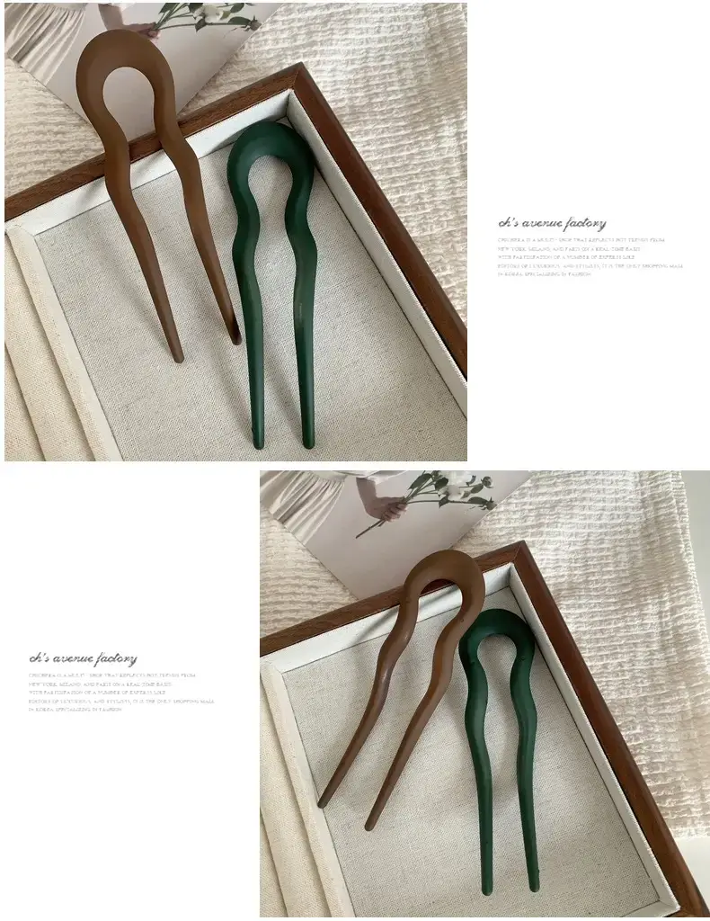 Green Frosted Hairpin for Women's Back Head Updo — feature 9